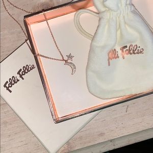 Rose gold moon and star necklace